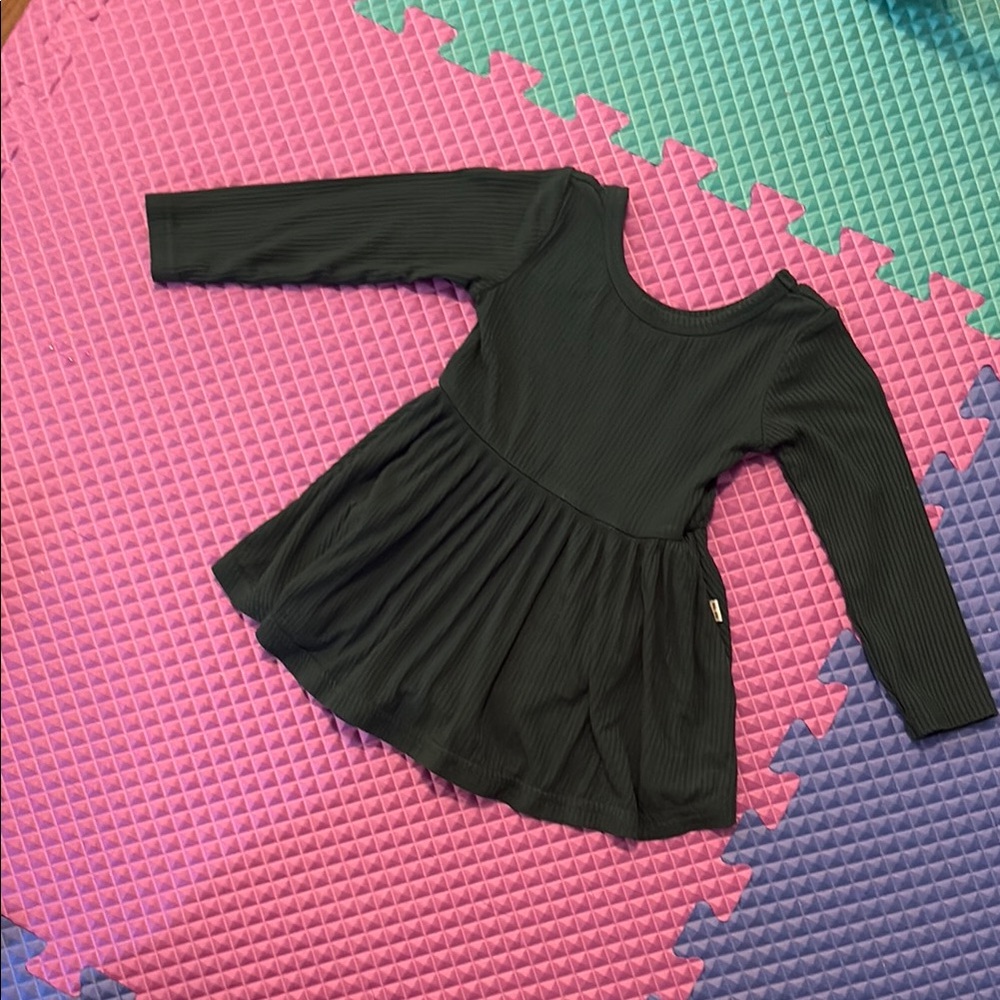 Little Sleepies Green Pleated Fit and Flare Dress